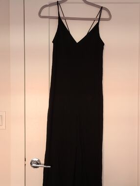 Simple Black Jumpsuit with Spaghetti Straps